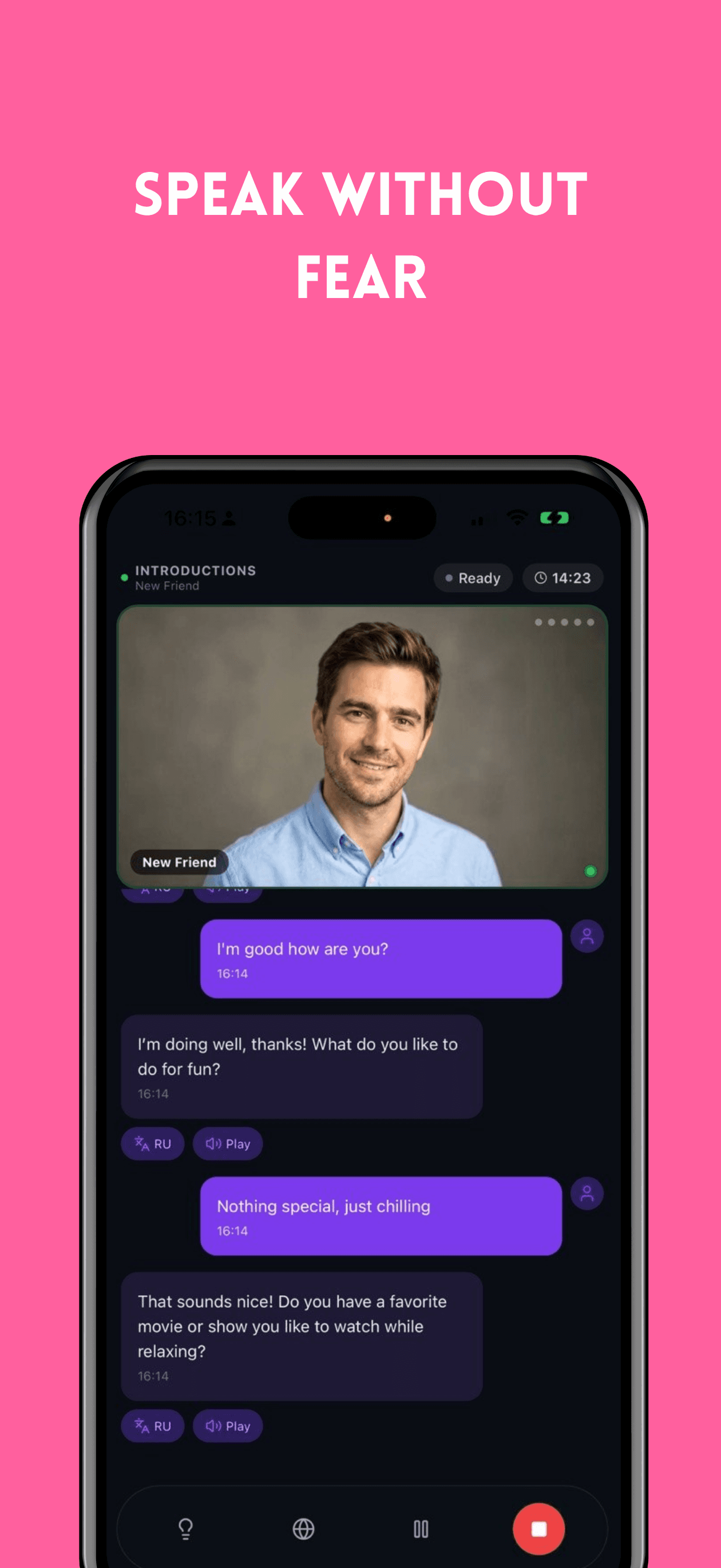 Voice chat with an AI persona in Fina AI